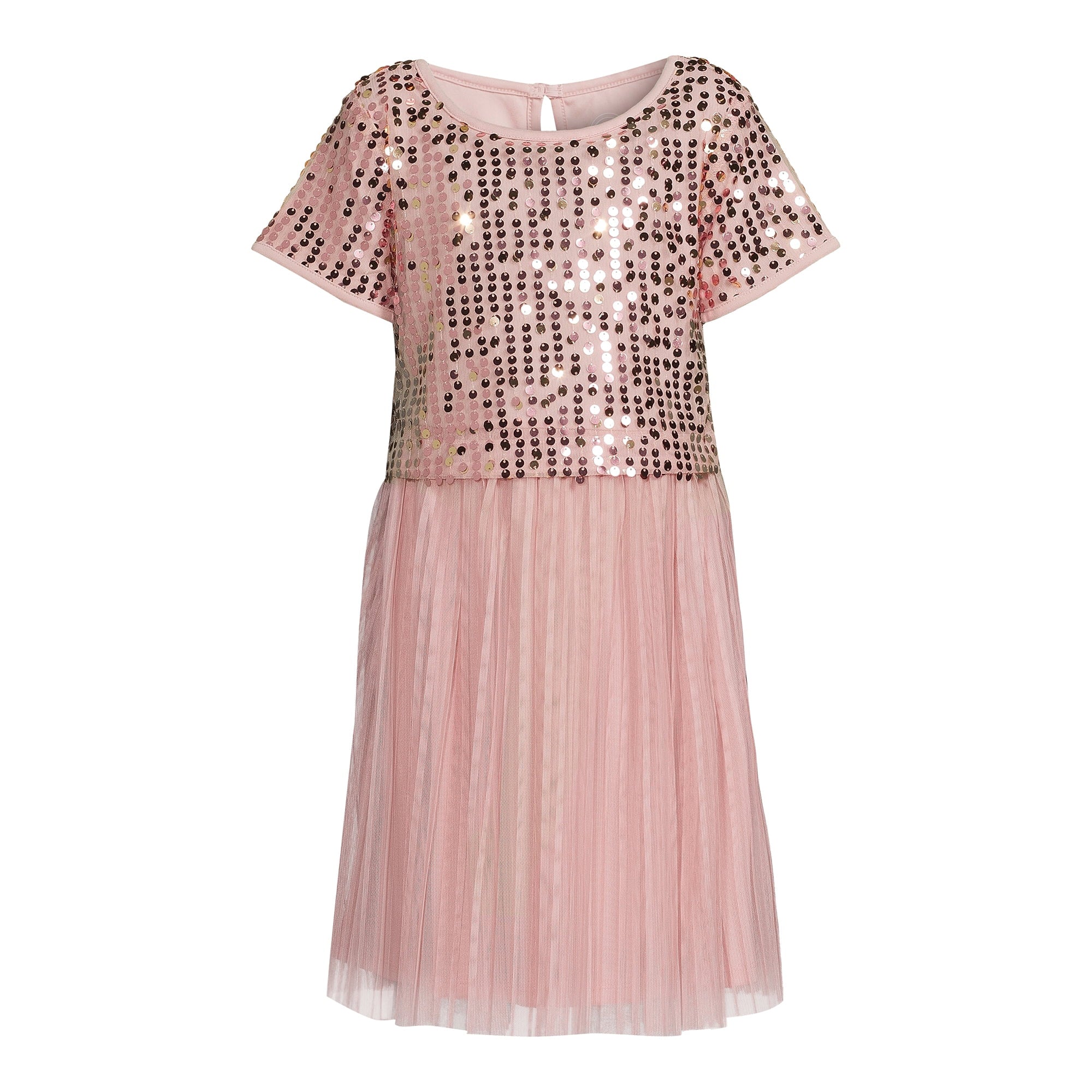 Dress Anak Peach Sequin Pleated [MO-WDG 02]