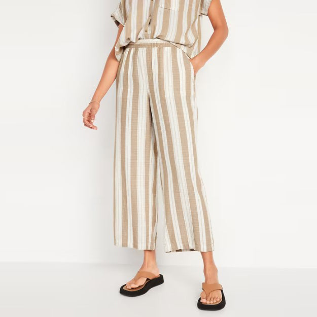 Celana Wanita - High Waisted Linen Blend Wide Leg [MO-OWP 02]