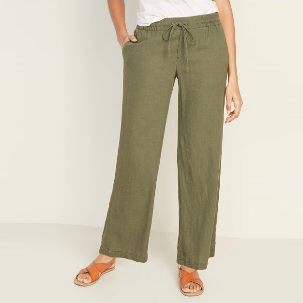 Celana Wanita - High Waisted Linen Blend Wide Leg [MO-OWP 02]