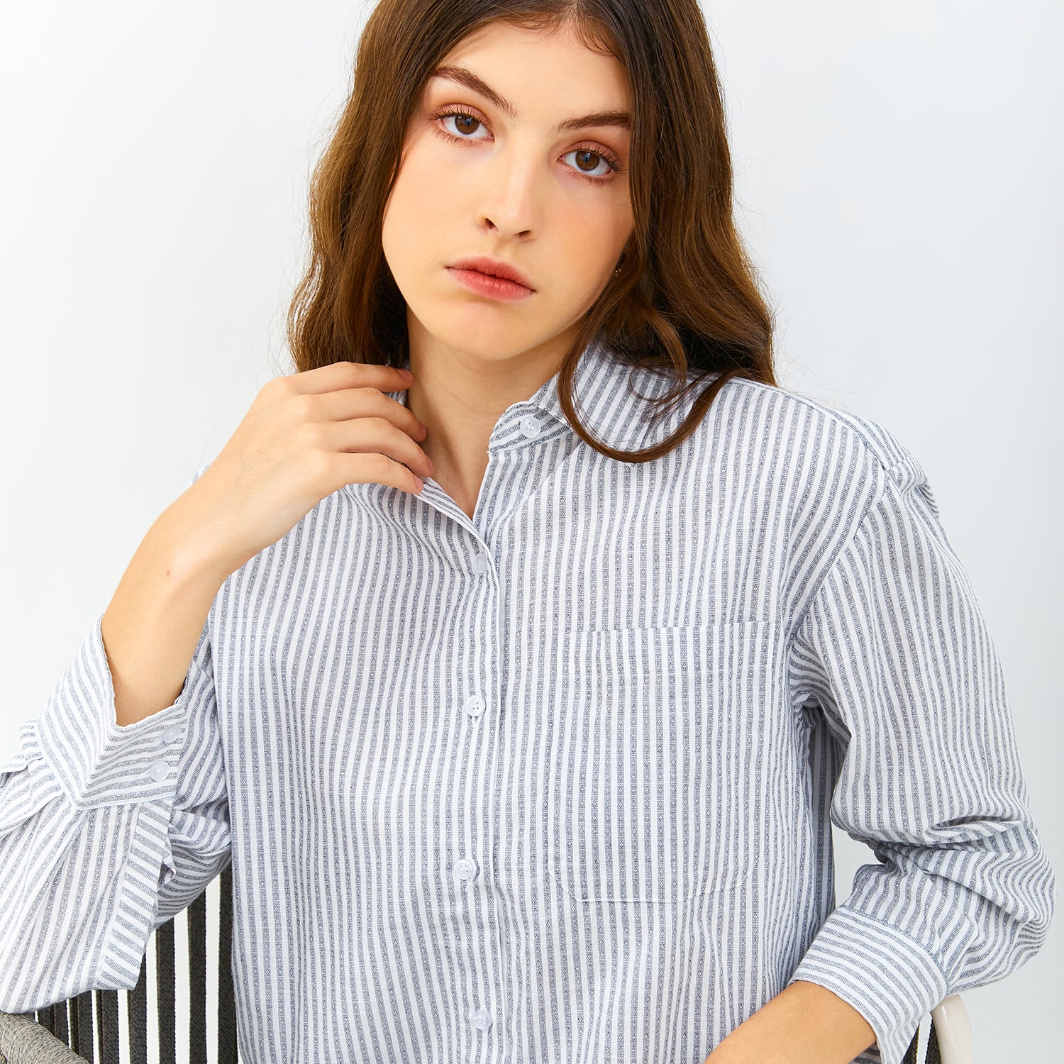 Millenia Evelyn Shirt Stripe - Kemeja Wanita [MYBLS 27]