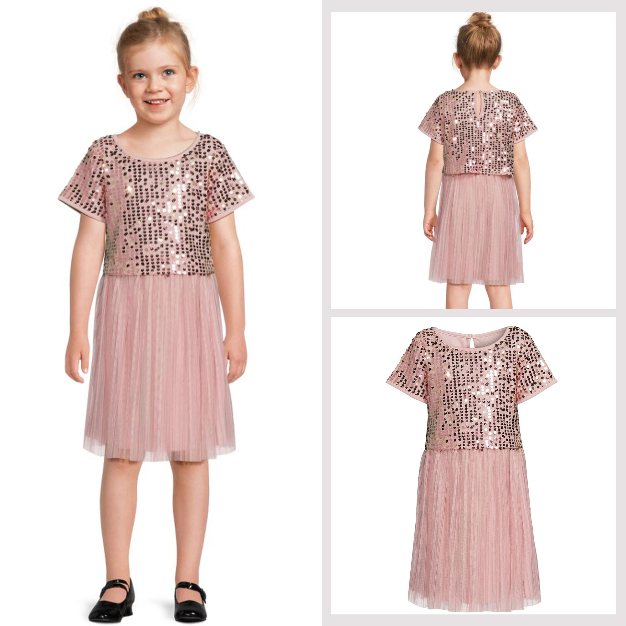 Dress Anak Peach Sequin Pleated [MO-WDG 02]