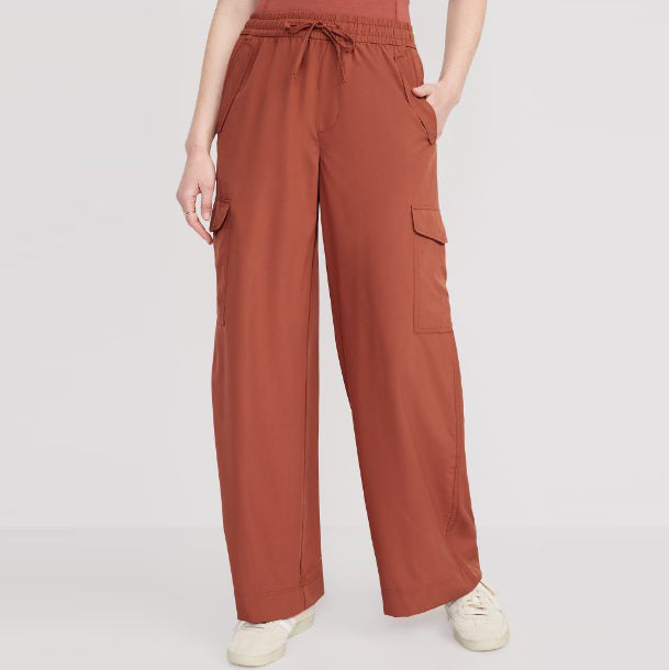 Celana Cargo Wanita - Wide Leg High Waisted Stretch [MO-OWP 05]