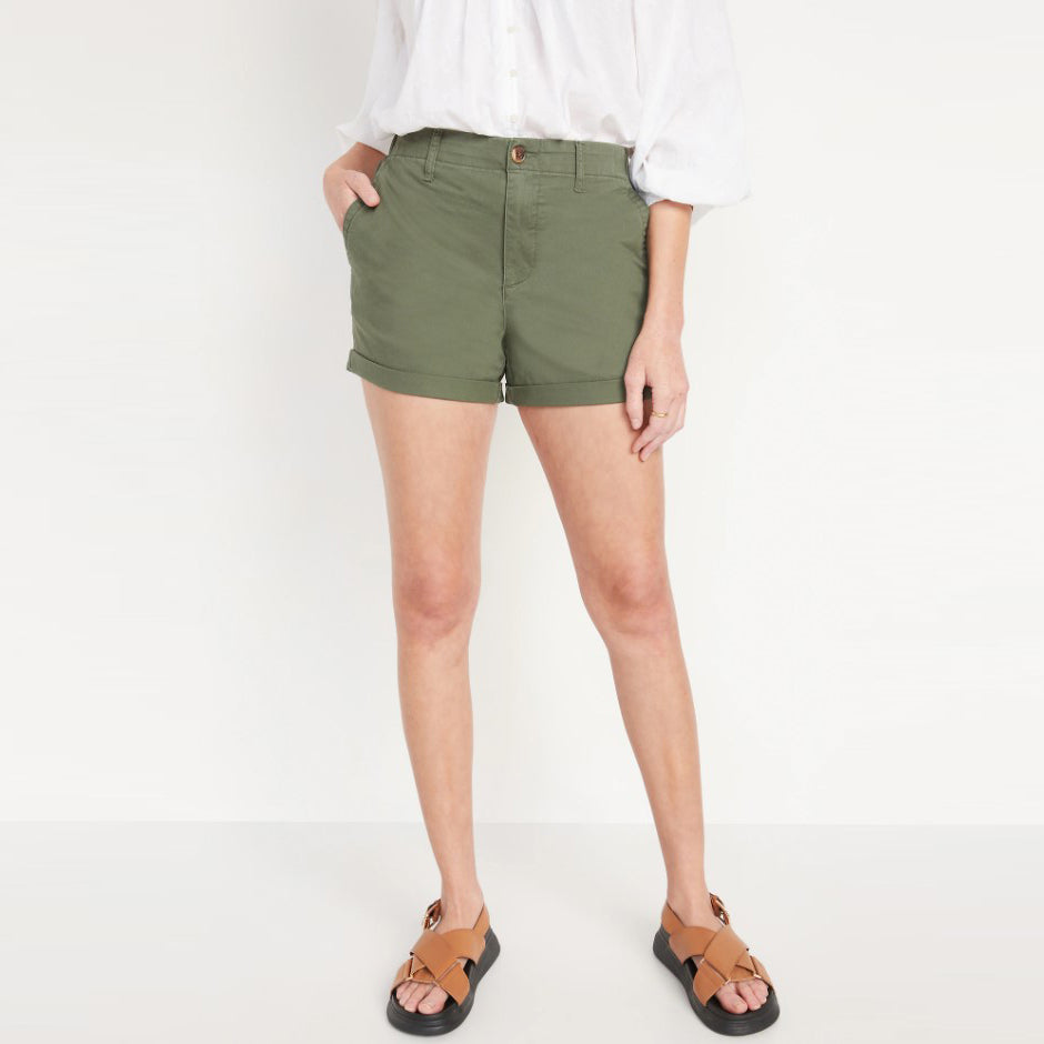 Celana Pendek Wanita - High-Waisted  Pull-On Chino [MO-ONS 03]