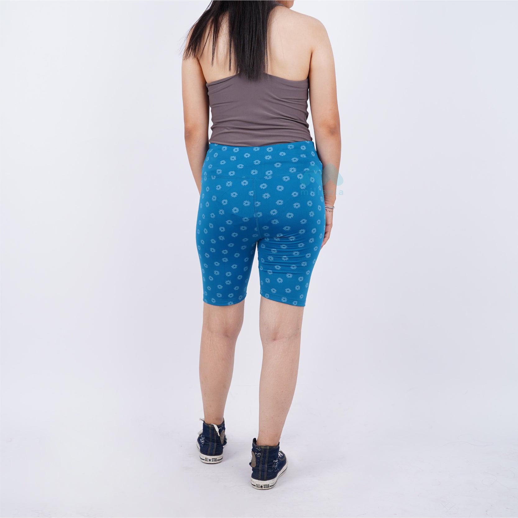 Celana Olahraga Wanita- Legging Short Teal Floral [MO-ALS 01B]