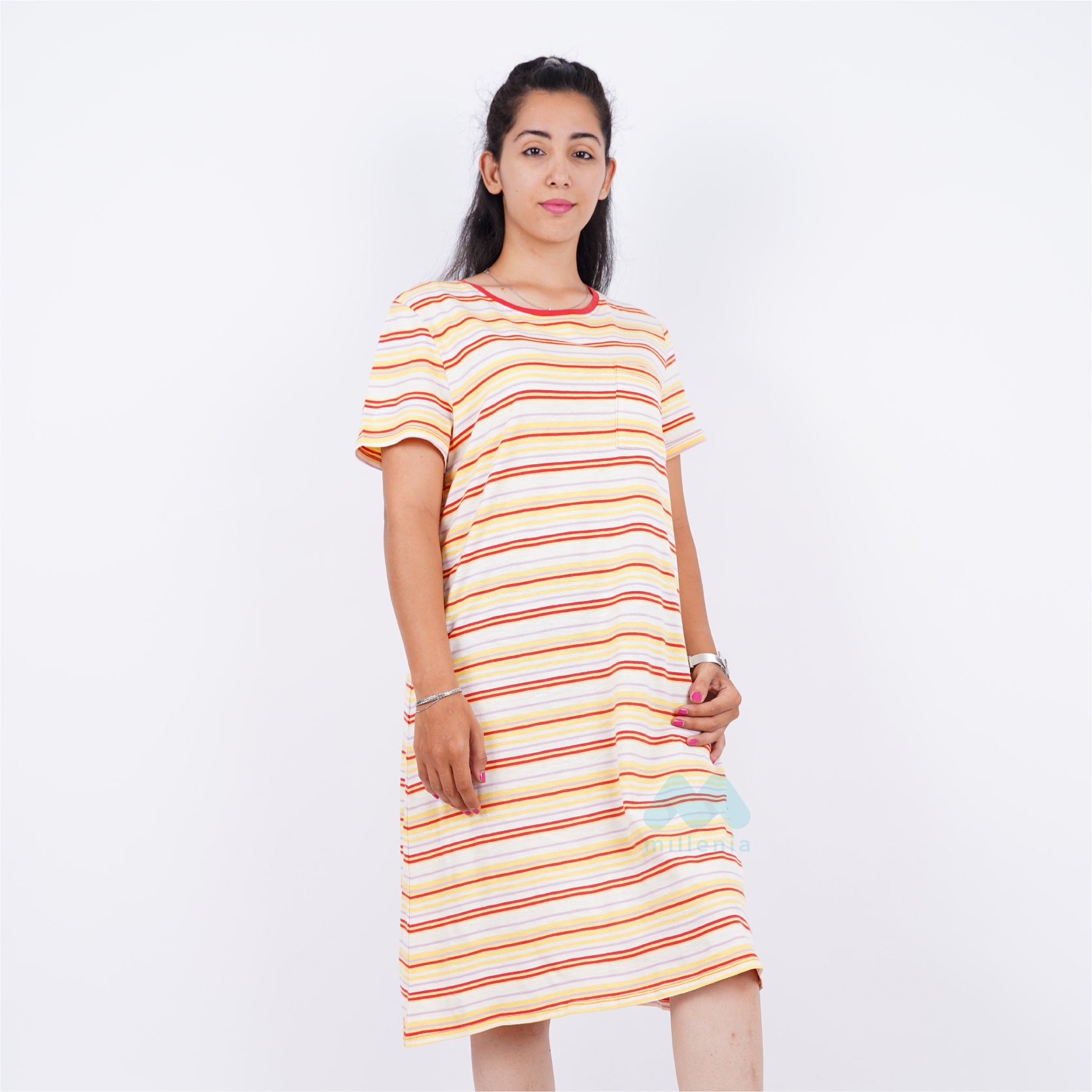 Dress Striped Lengan Pendek 3 Warna (MO-DIPD 01)