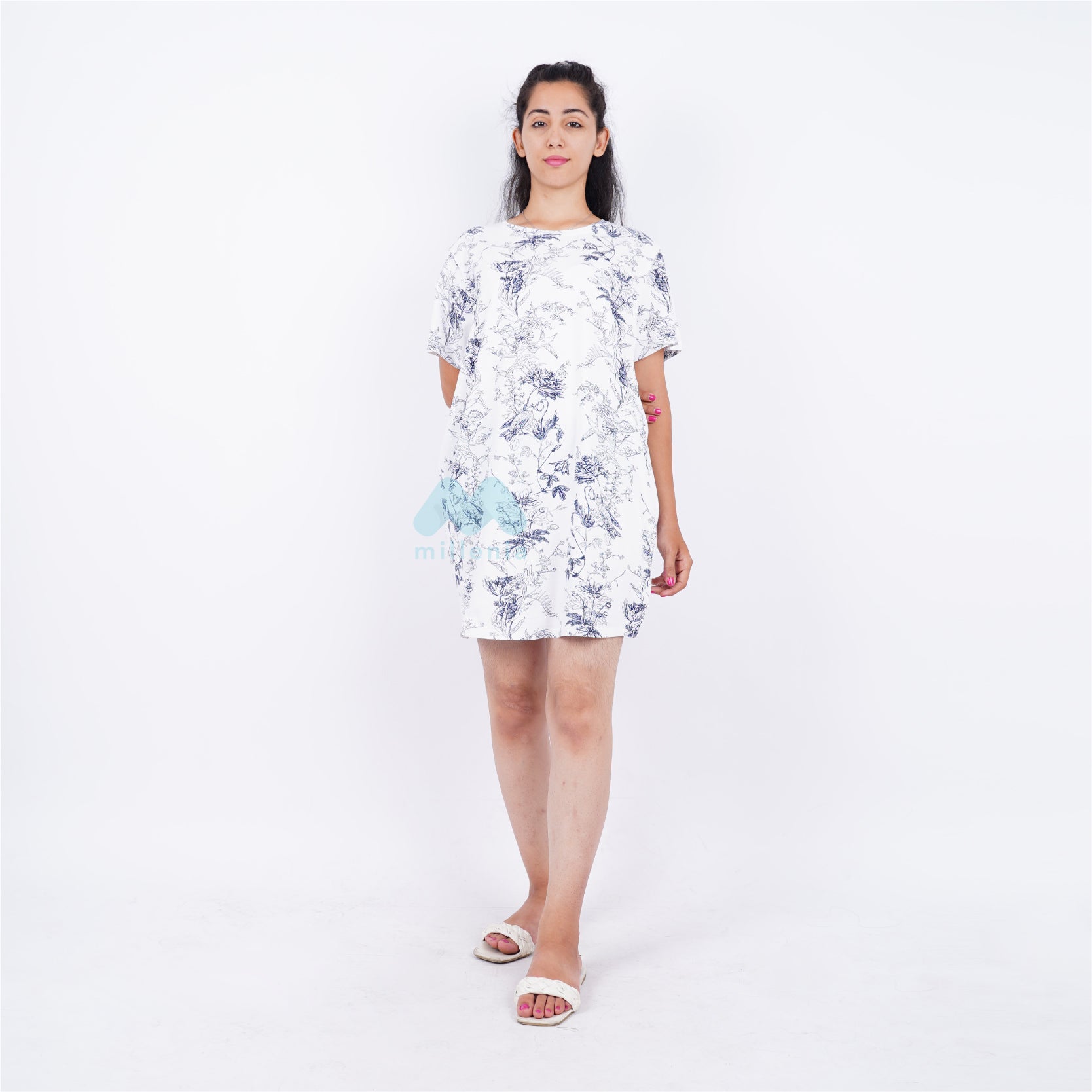 Dress Casual Wanita Motif Bunga (MO-INTD 01)