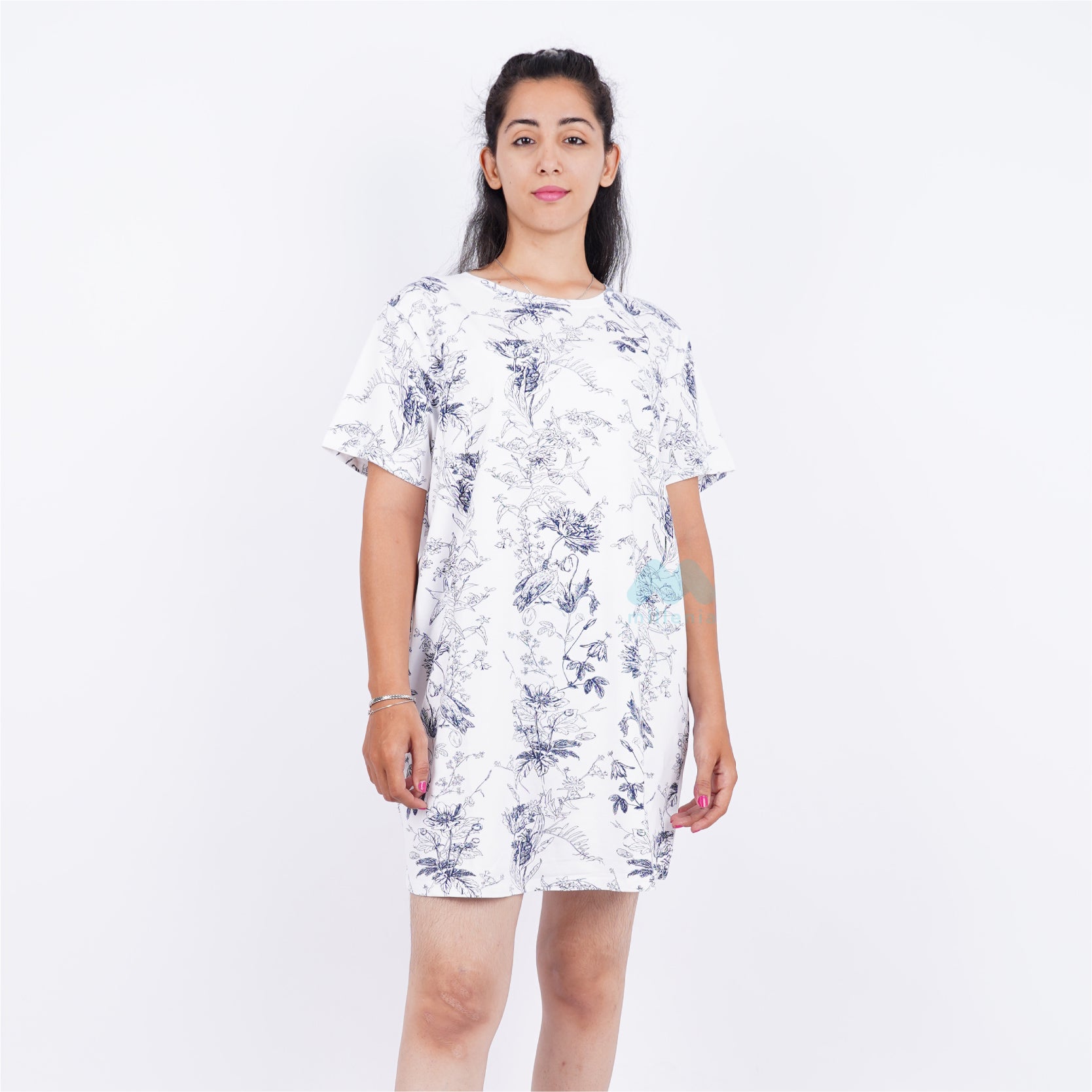 Dress Casual Wanita Motif Bunga (MO-INTD 01)