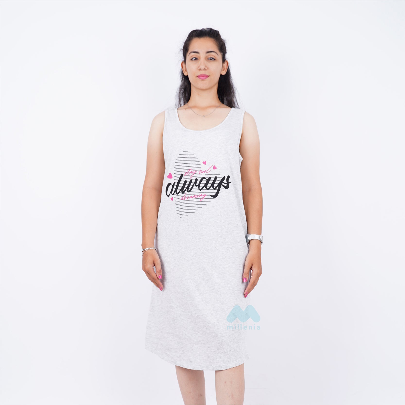 Dress Sleeveless Wanita Floral Warna Navy dan Grey (MO-NWD 01)