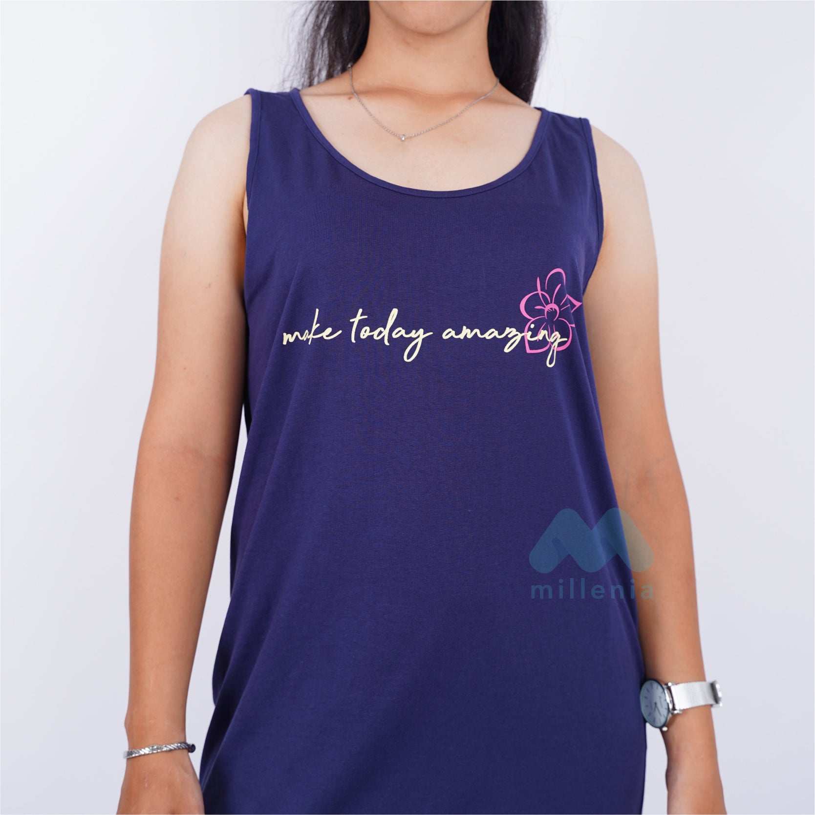 Dress Sleeveless Wanita Floral Warna Navy dan Grey (MO-NWD 01)