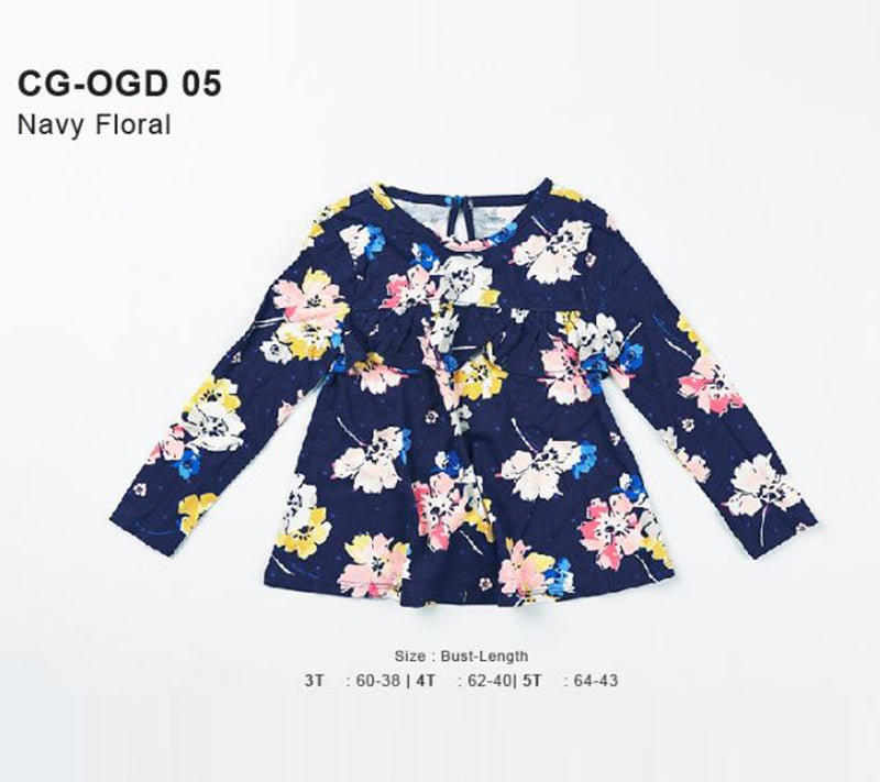 Dress Anak Perempuan - Perlum Navy Floral Long Sleeve Dress [CG-OGD 05]