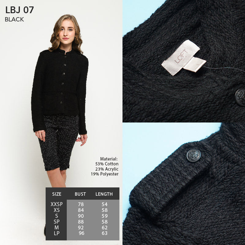Blazer Wanita - Blazer Wanita Branded - Black Cotton Acrylic Full Button - LOFT (LBJ 07)