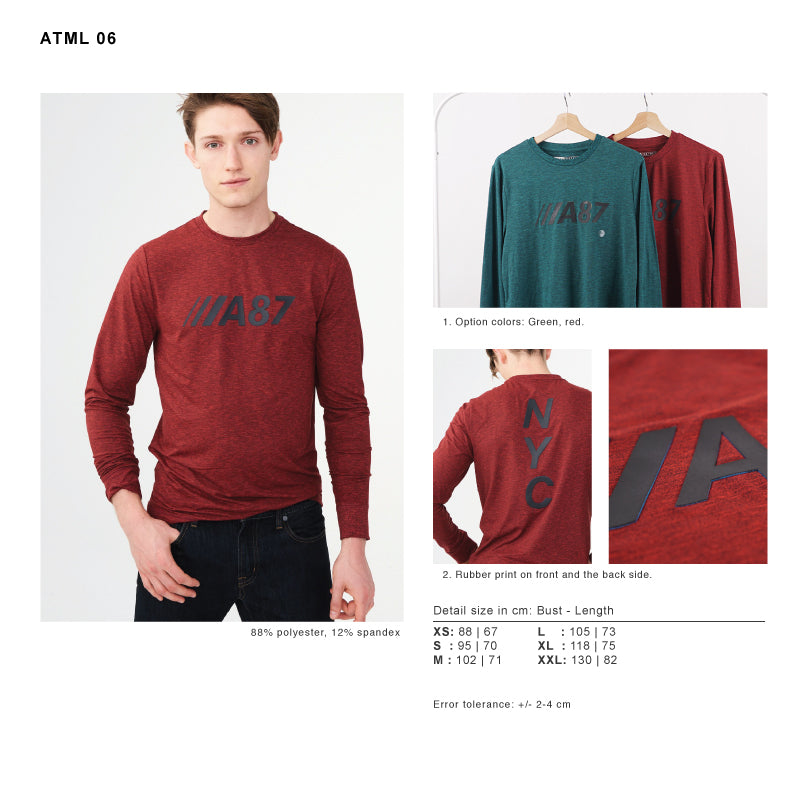 Kaos Pria Lengan Panjang - A87 NYC Stretch [ATML 06]