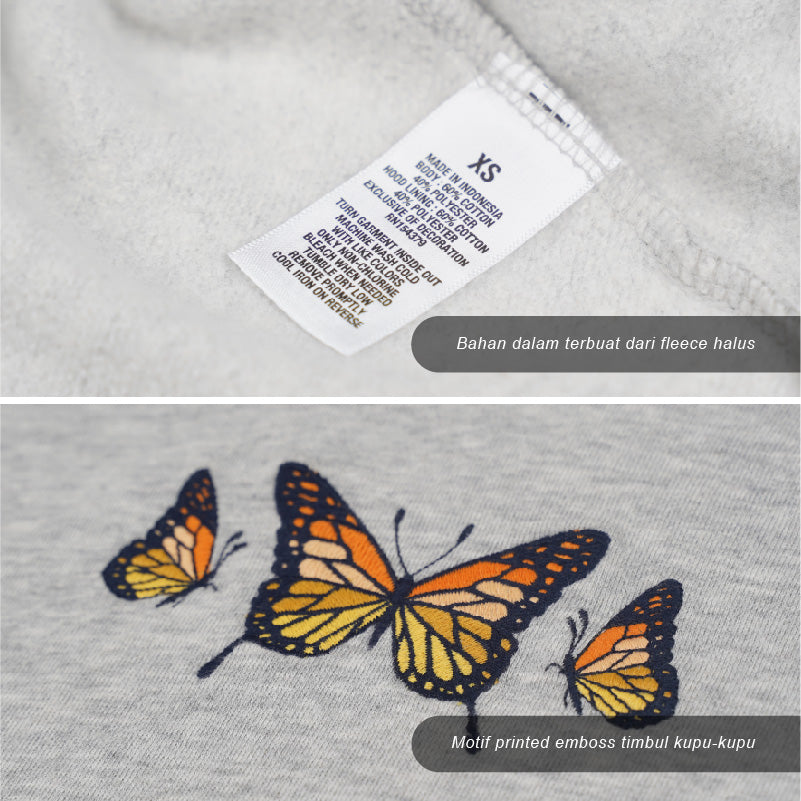 Hoodie Wanita-Butterfly Emboss Pullover Hoodie (ACH 03)