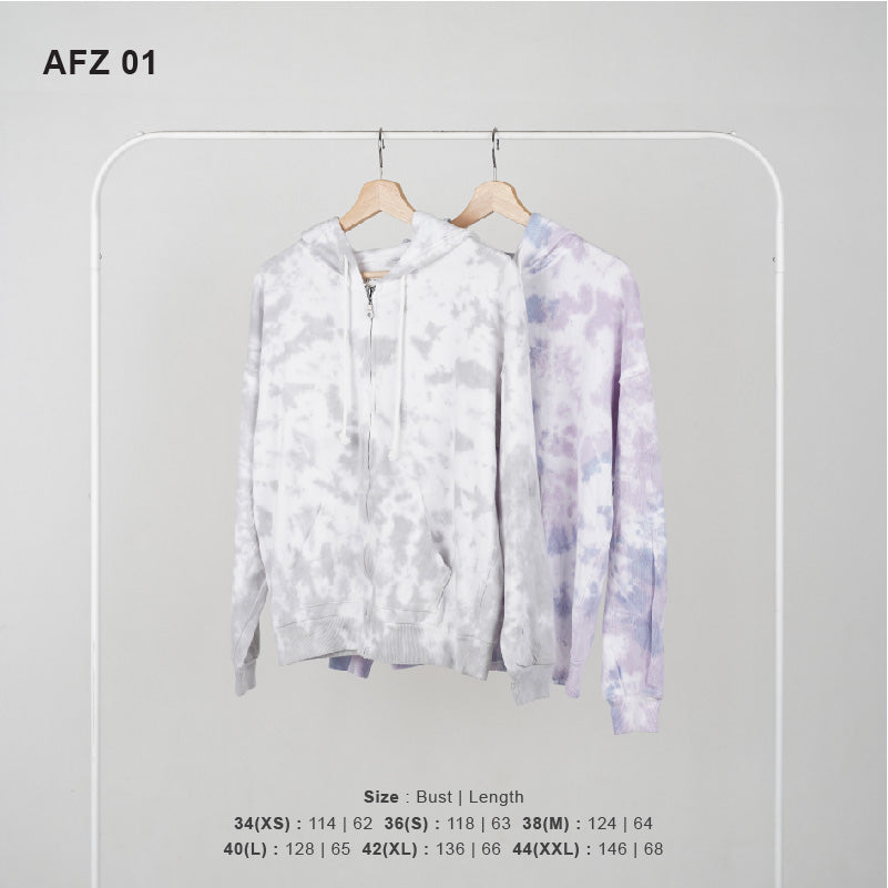 Hoodie Oversized Wanita- Tie Dye Oversized Full Zipper Hoodie (AFZ 01)