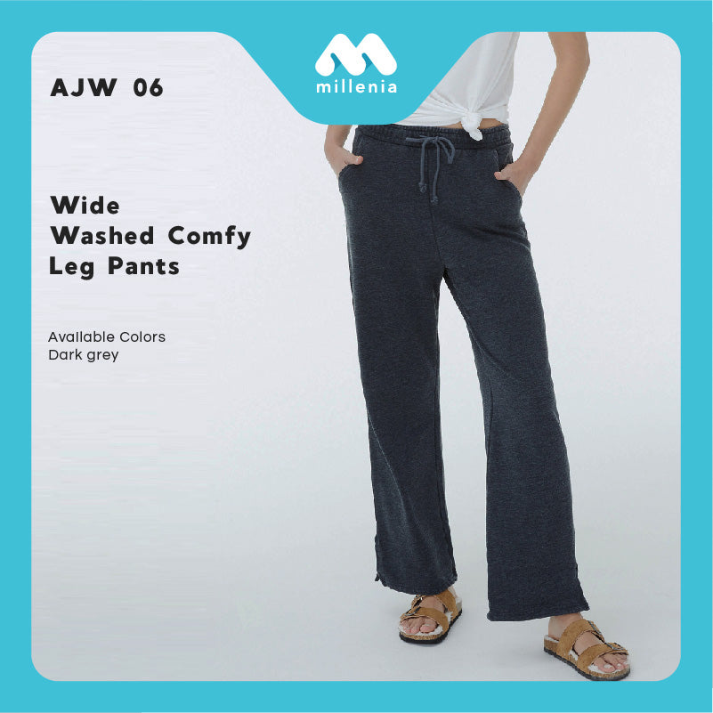 Jogger Wanita - Wide Washed Comfy Leg Pants (AJW 06)