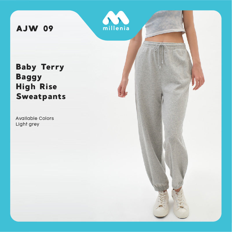 Jogger Wanita - Baby Terry Baggy High Rise Sweatpants (AJW 09)