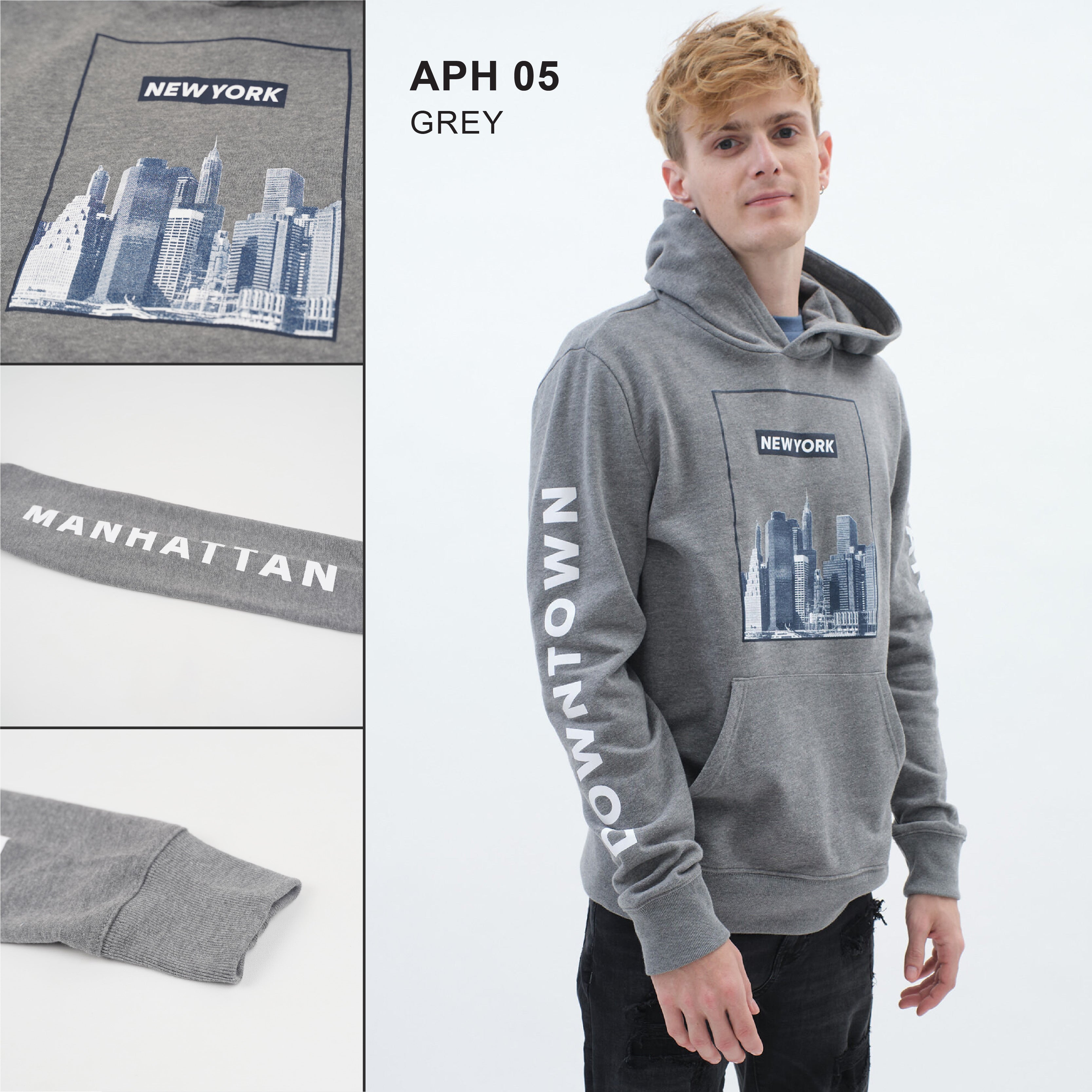 Hoodie Unisex - Downtown Manhattan Pullover Hoodie (APH 05)