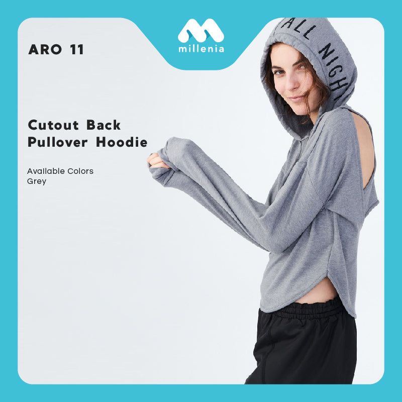 Hoodie Wanita- Cutout Back Pullover Sport Hoodie (ARO 11)