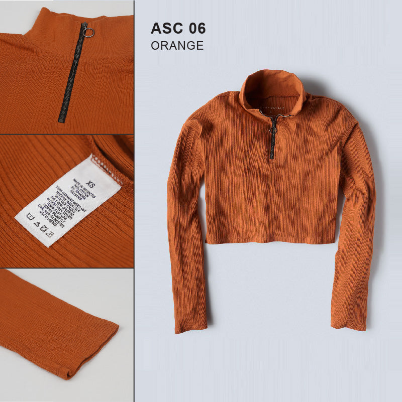 Sweatshirt Wanita - Cropped Quarter Zip Washed (ASC 06)