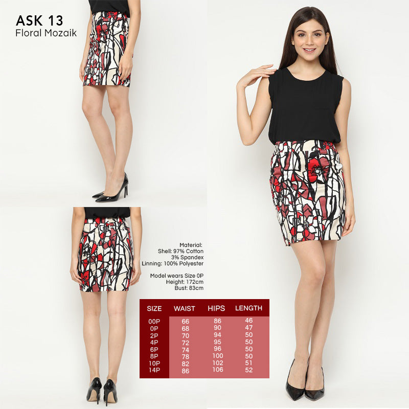 Rok Wanita Branded - Cotton Floral Mozaik Skirt (ASK 13)