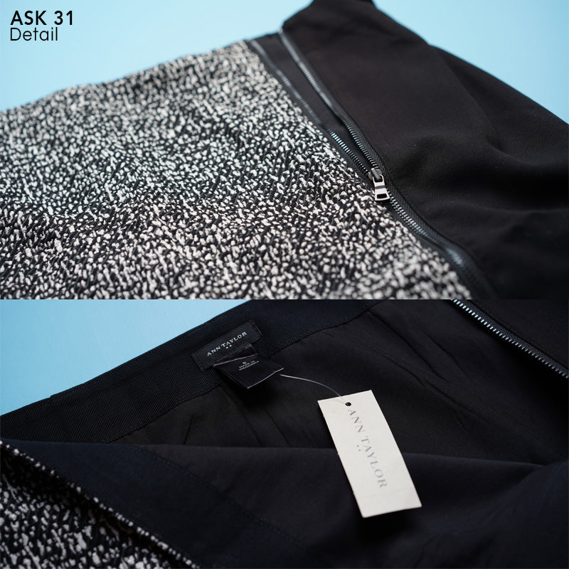 Rok Wanita- Black Abstract Front Zipper Skirt [ASK 31]
