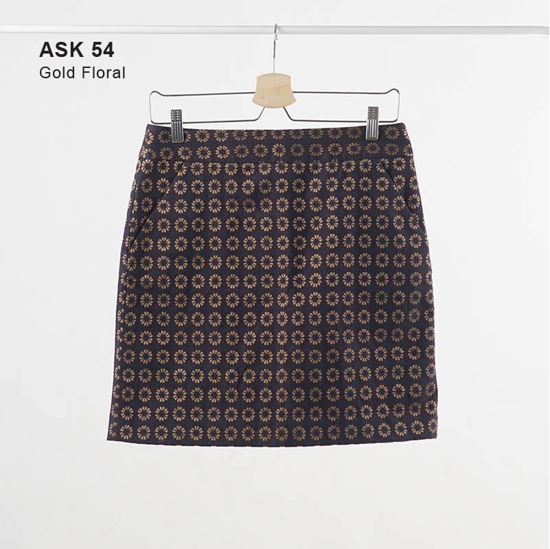 Rok Wanita - Gold Floral Skirt [ASK 54]