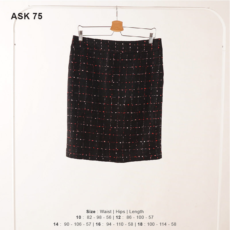 Rok Wanita - Black Red Plaid Skirt (ASK 75)