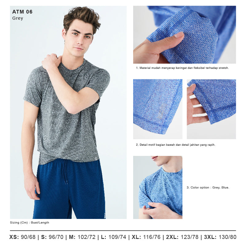 Kaos Pria - Solid Mesh Stretch Tee (ATM 06)
