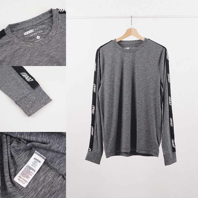 Kaos Pria Lengan Panjang - Side Stripe Stretch kaos santai Cowok [ATML 05]