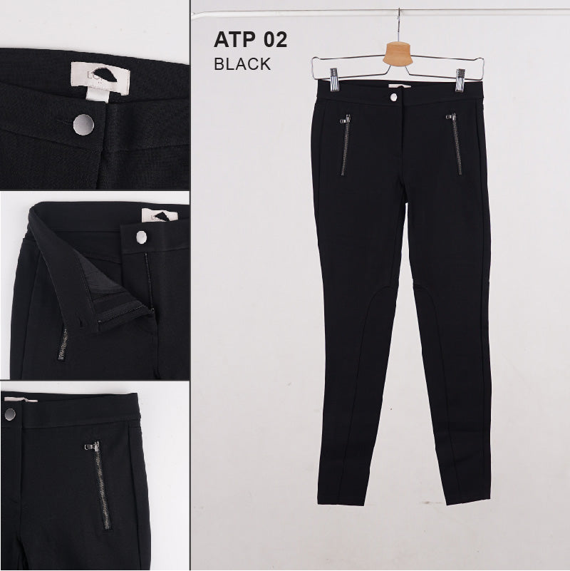 Celana Panjang Wanita - Black Zipper Side Pocket (ATP 02)