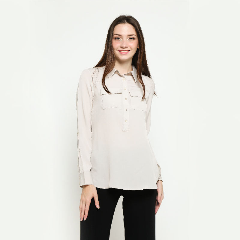 Kemeja Wanita Branded - Kemeja Kantor Wanita - Popover Shirt (ATS 12)