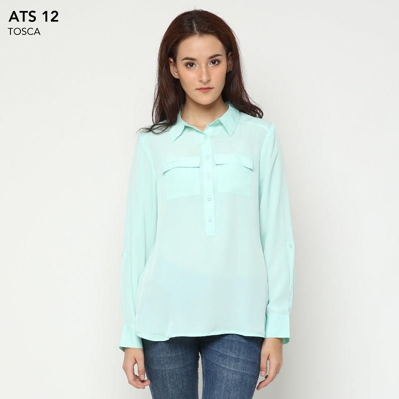 Kemeja Wanita Branded - Kemeja Kantor Wanita - Popover Shirt (ATS 12)