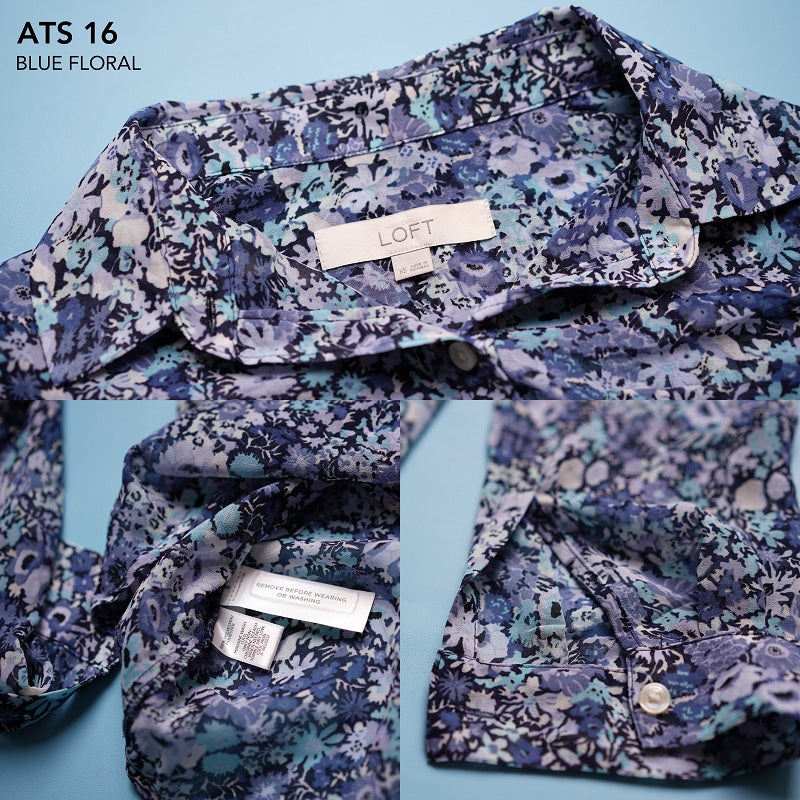 Kemeja wanita-Popover Blue Floral Shirt (ATS 16)