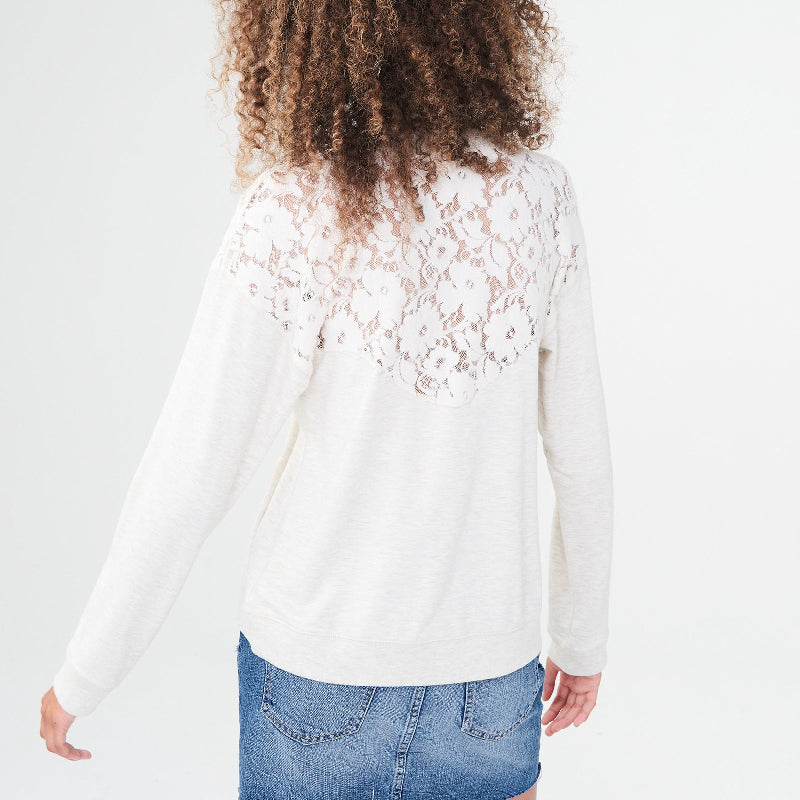 Sweatshirt Wanita-Sweatshirt Lace Inset Soft Fleece Material[ATW 08]