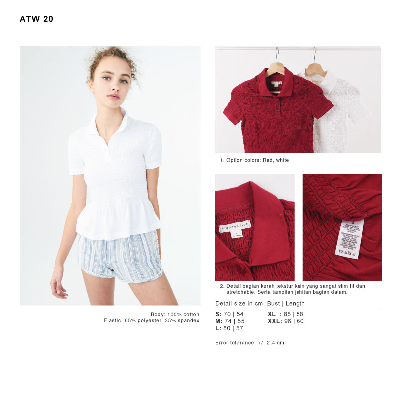 Kaos Polo Wanita - Smocked Peplum Jersey (ATW 20)