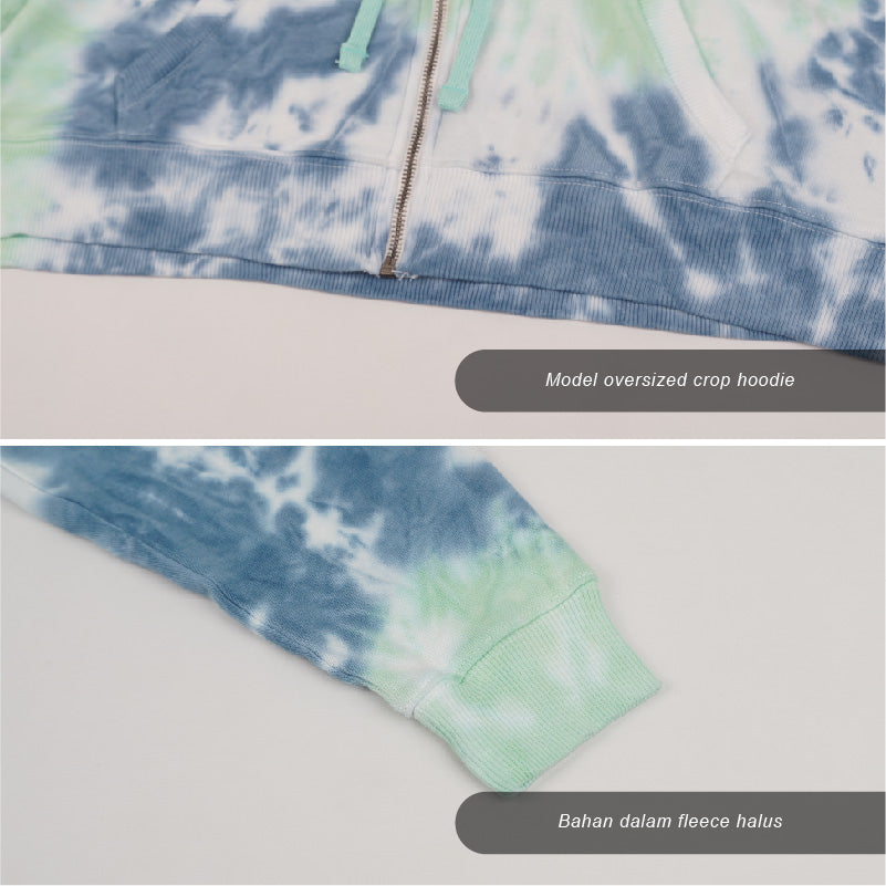 Crop Hoodie Wanita - Oversize Tie dye Full Zipper Crop Hoodie (AHZC 01)