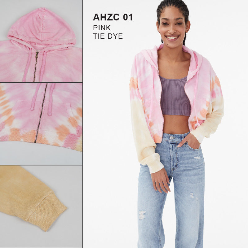 Crop Hoodie Wanita - Oversize Tie dye Full Zipper Crop Hoodie (AHZC 01)