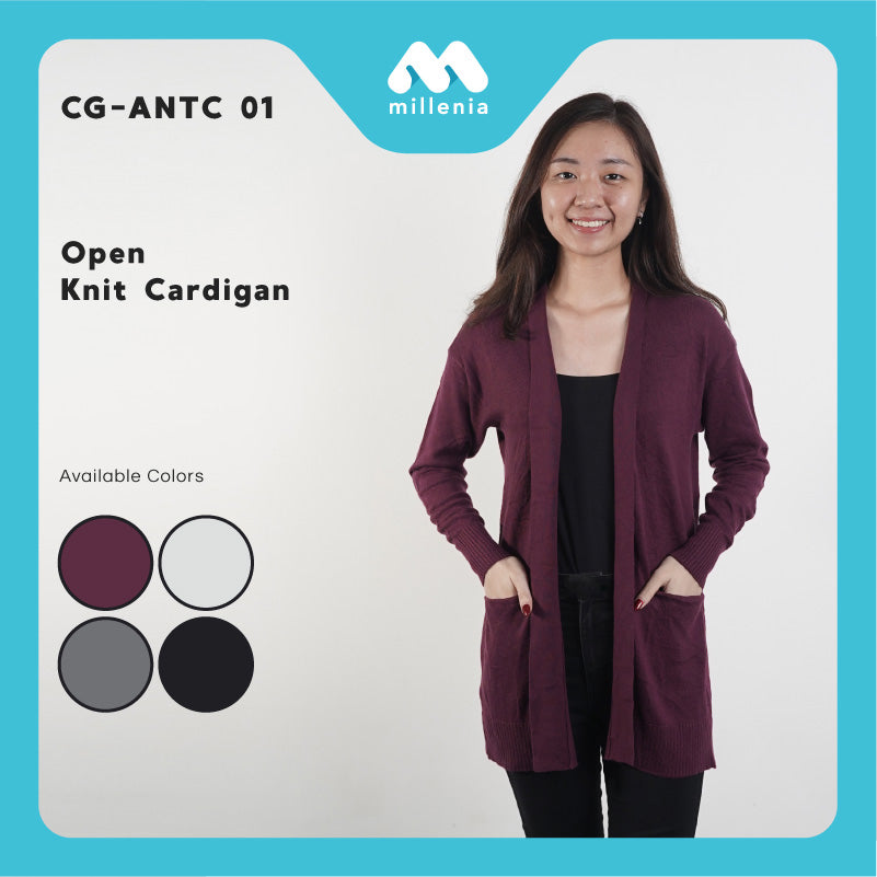 Cardigan Wanita Knit Motif Polos [CG-ANTC 01]