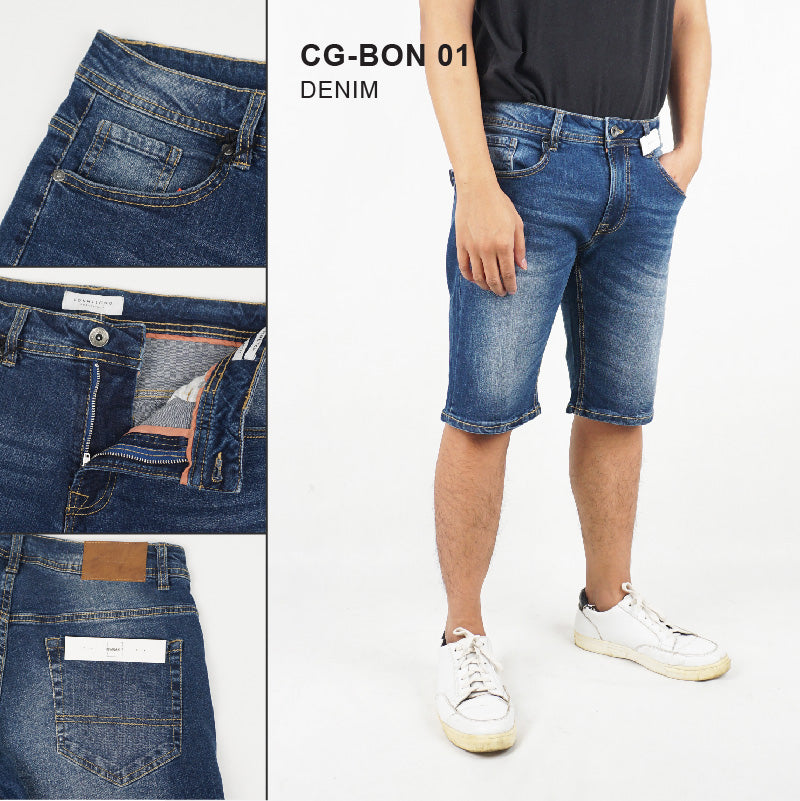 Celana Pendek Pria- Knee Length Strech Denim Short (CG-BON 01)