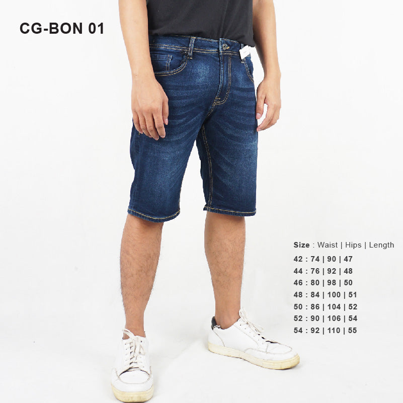 Celana Pendek Pria- Knee Length Strech Denim Short (CG-BON 01)