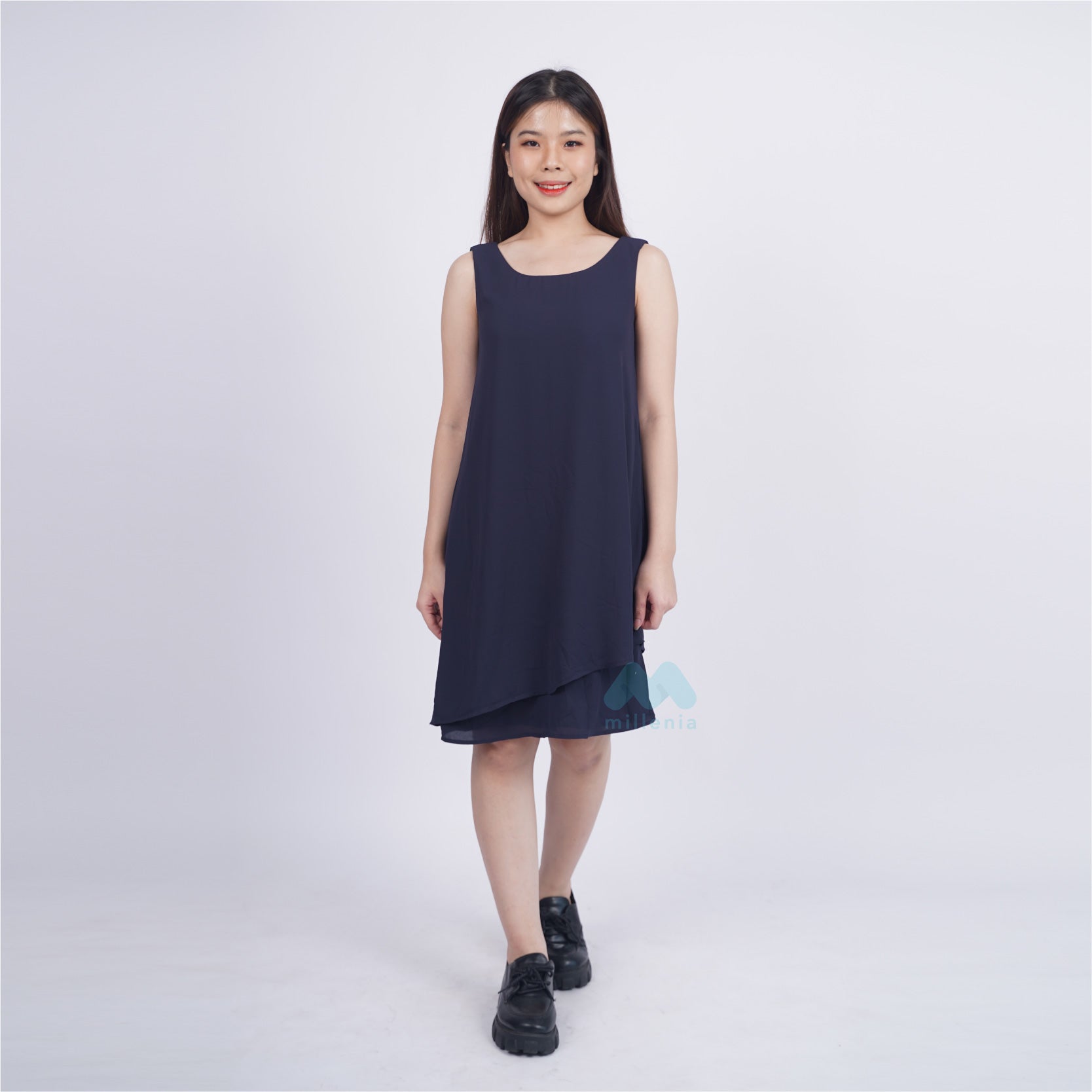 Dress Wanita Casual sleeveless Motif Polos [CG-EDCD 08]