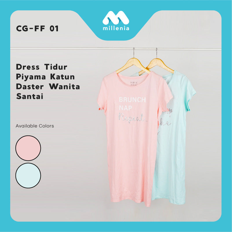 Dress Wanita - Daster Tidur Piyama Katun Wanita Santai (CG-FF 01)