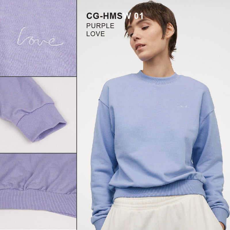 Sweatshirt Crewneck Wanita Emboss Chess Pochet 4 Colors Sweater (CG-HMSW 01)