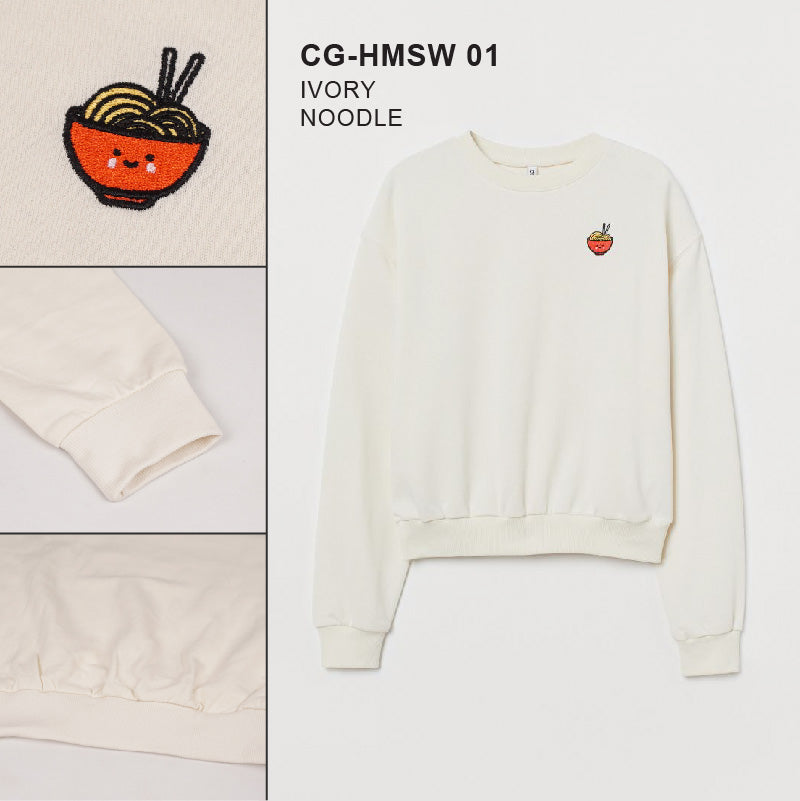 Sweatshirt Crewneck Wanita Emboss Chess Pochet 4 Colors Sweater (CG-HMSW 01)