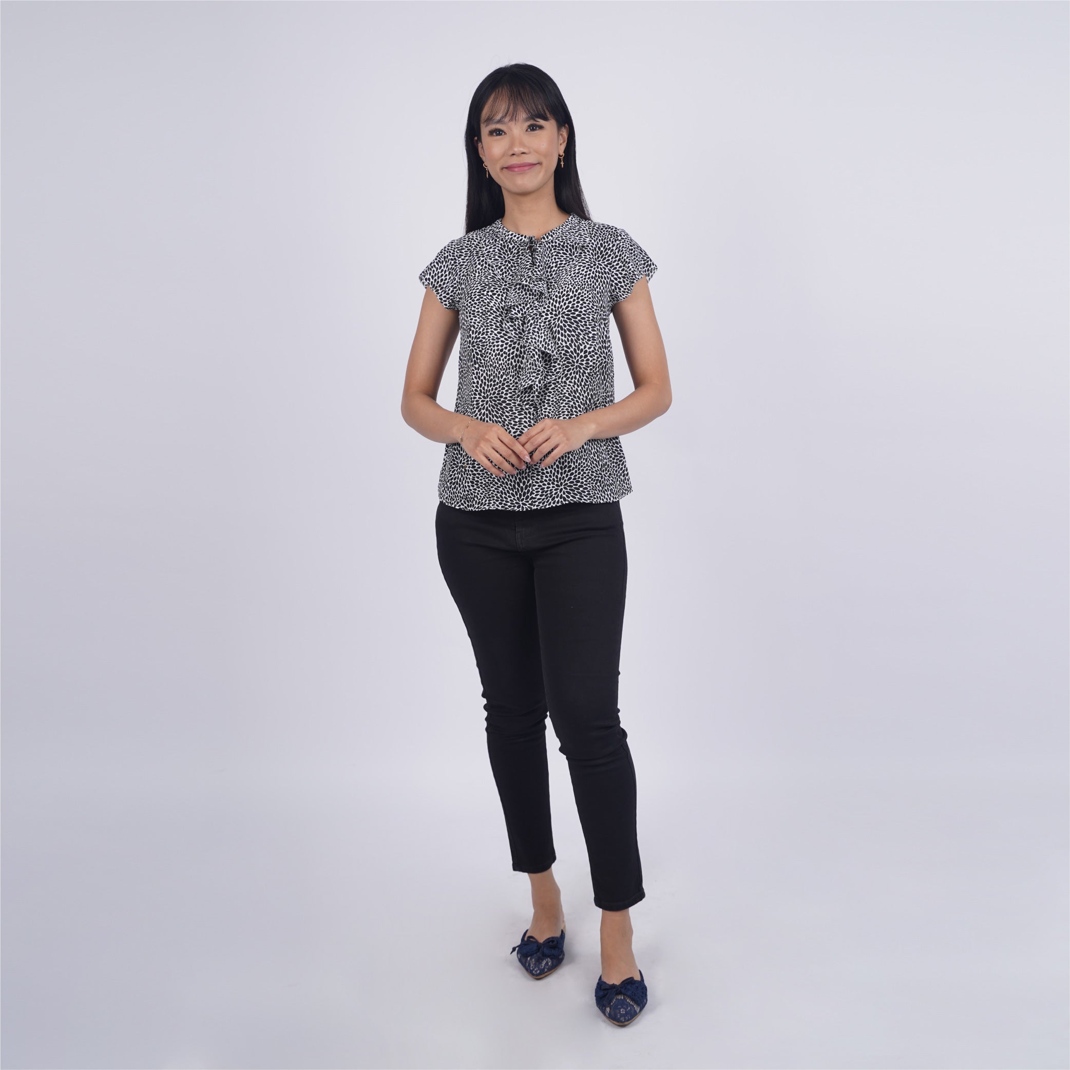 Blouse wanita Lengan Pendek Model Ruffle [CG-LIZ 05]