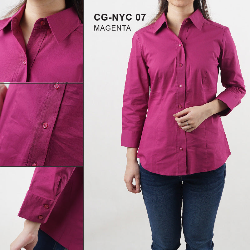 Kemeja blouse - Women cotton twill full button blouse (CG-NYC 07)