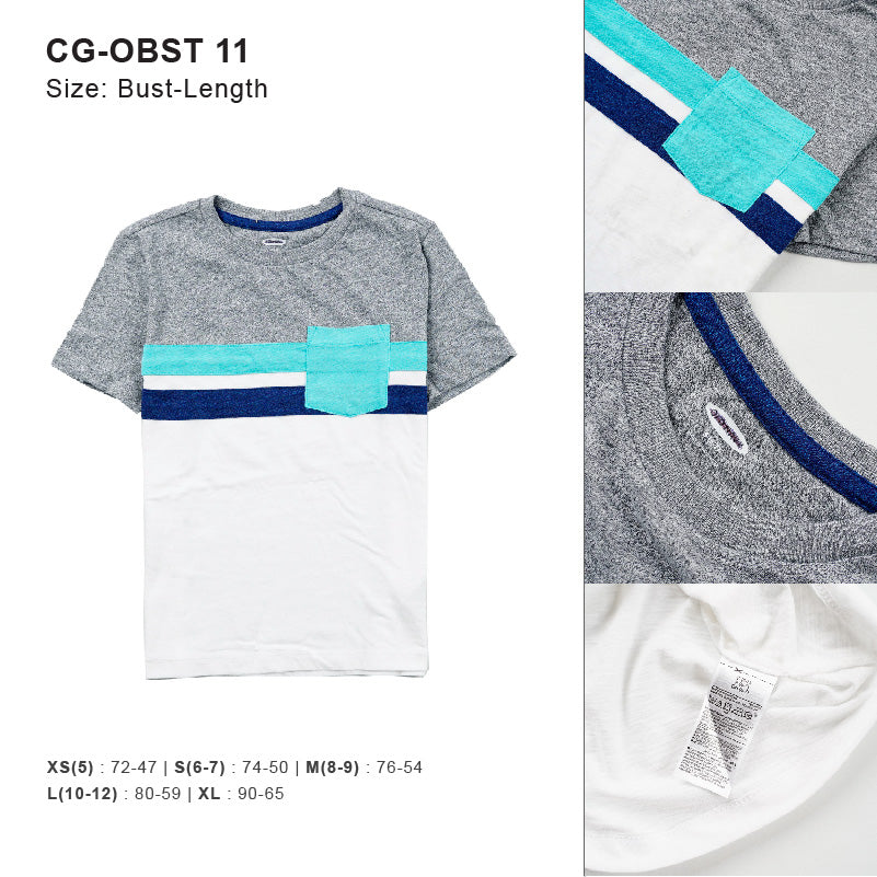 Kaos Anak Laki-Laki - Big Colourblocked Stripe Chest Tee Pocket [CG-OBST 11]