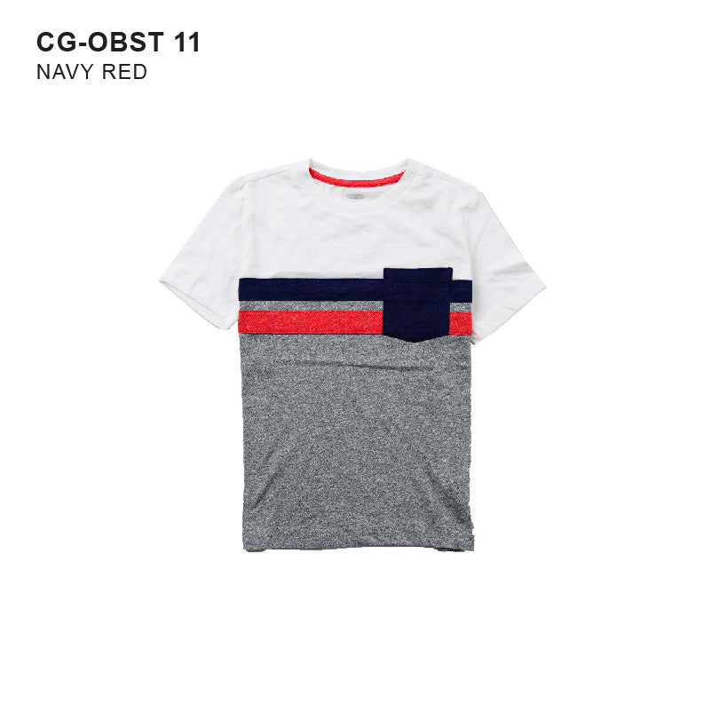Kaos Anak Laki-Laki - Big Colourblocked Stripe Chest Tee Pocket [CG-OBST 11]