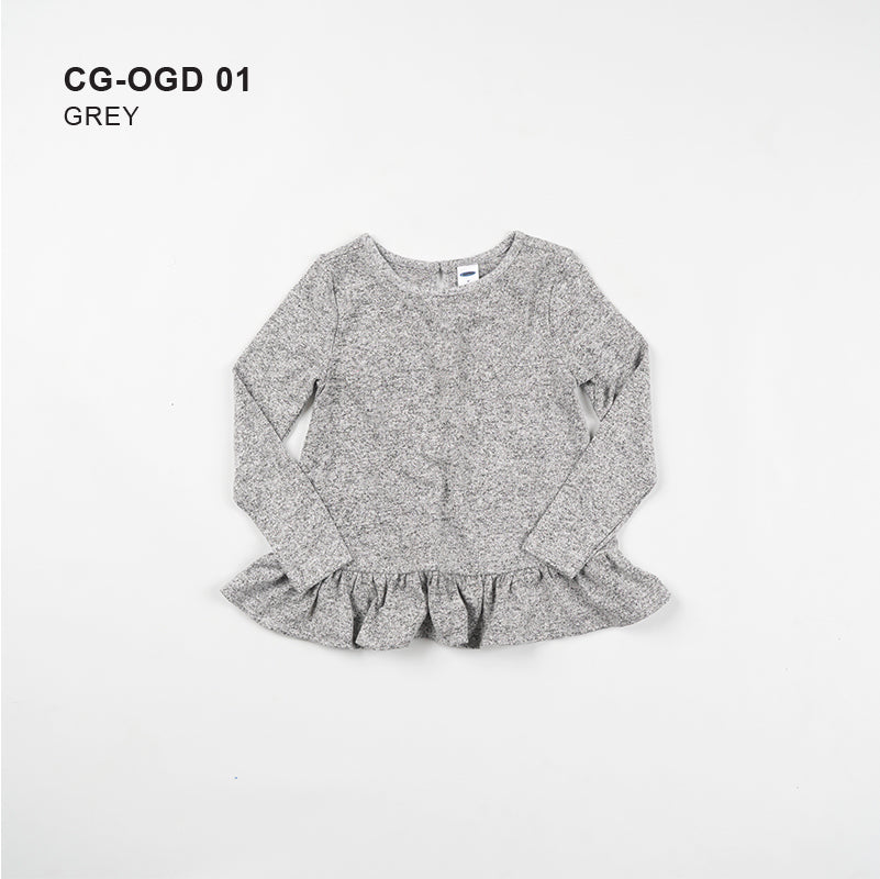 Dress Anak Perempuan - Blushed Jersey Ruffle Hem Dress Long Sleeve [CG-OGD 01]