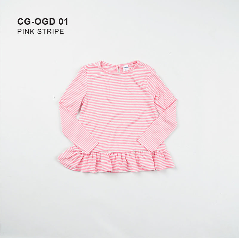 Dress Anak Perempuan - Blushed Jersey Ruffle Hem Dress Long Sleeve [CG-OGD 01]